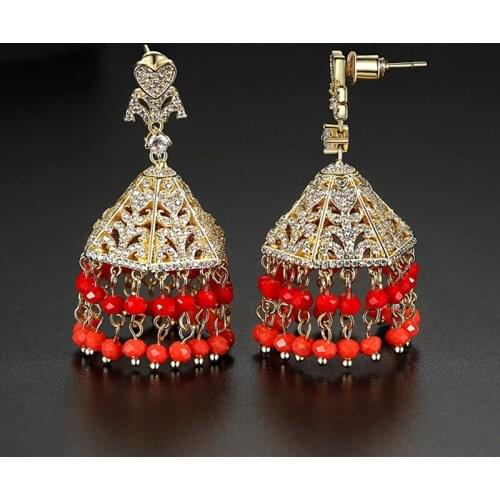 Gypsy Jewelry Earring Retro Ethnic Indian Jhumka Jhumki Bells Beads Drop Tassel Earrings Women Bohemian Party Gifts