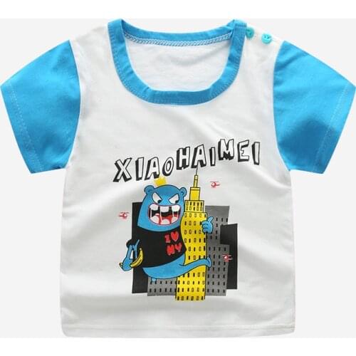 Children Baby Cartoon Animals Short Sleeve T-shirt Clothes Kids Boys T-shirts Cotton Casual Tee Tops Boys Tops Kids Clothes