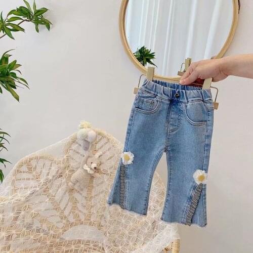 Baby JeanClothes Boot Cut Trousers Children Jeans Kids Fashion Denim Pants Casual Ripped Baby Jean Clothes Trousers Vintage