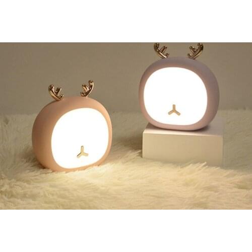 Eletorot USB Rechargeable Night Light Deer Cute Pet Nursey Light For Kid Baby Stepless Touch Night Lamp For Bedroom Home Decor