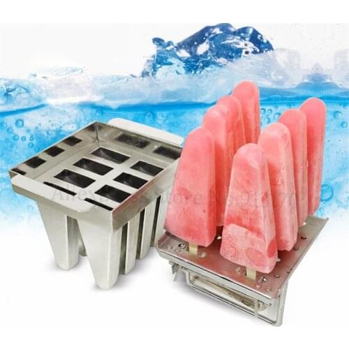 Popsicle Mould 8 Molds/Tray Ice-Lolly Mold Durabe Stainless Steel DIY Ice Cream Molds With Stick Holder