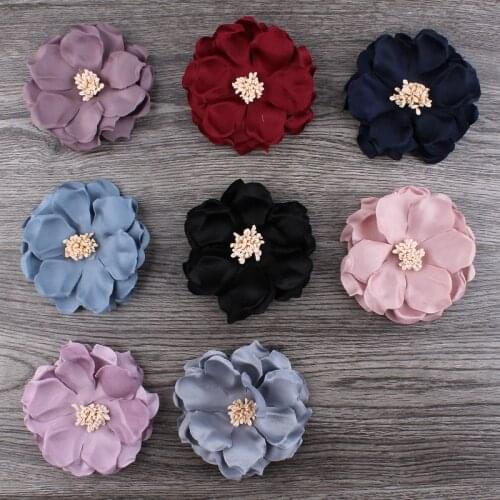 5pcs/lot 8cm 8colors Newborn Korean Cloth Felt Flower For Kids Girls Hair Accessories Handmade Fabric Flowers For Headbands