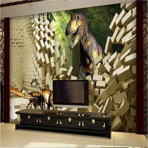 Beibehang Custom photo wallpaper Large wall painting background wall paper the living room TV Dimensional dinosaurs 3d mural