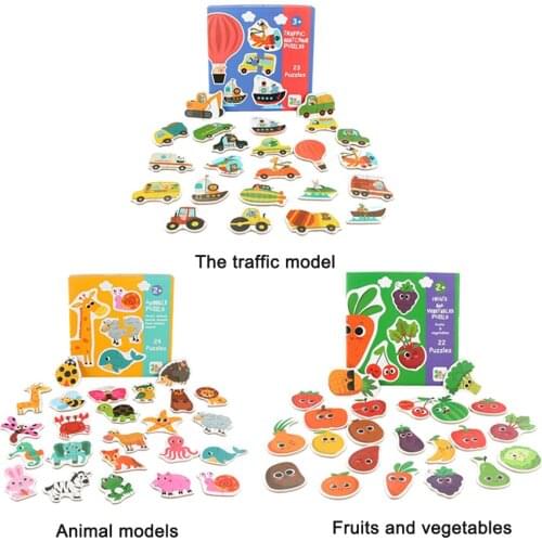 Match Puzzle Animal Transportation Fruits Vegetables Educational Toys Early Learning Toys for Kids Children