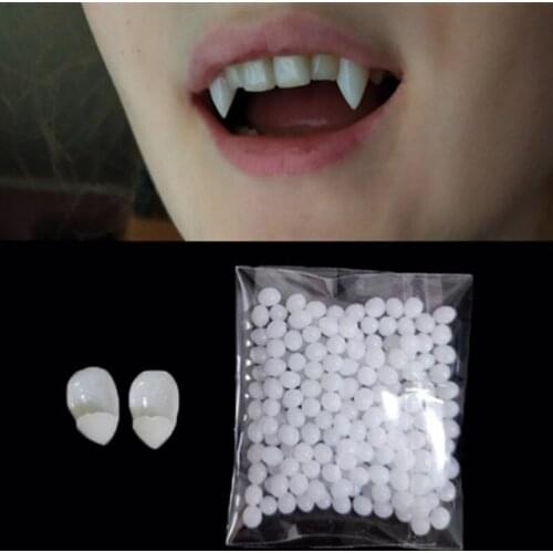 DIY Resin Fangs Halloween Decoration Props Horror Vampire Teeth with Glue Cosplay Costume Dress False Fangs for Party Halloween