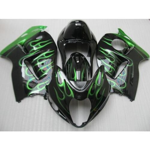 Motorcycle Fairing kit for SUZUKI Hayabusa GSXR1300 96 99 07 GSXR 1300 1996 2007 ABS Green flames black Fairings set+7gifts SD06