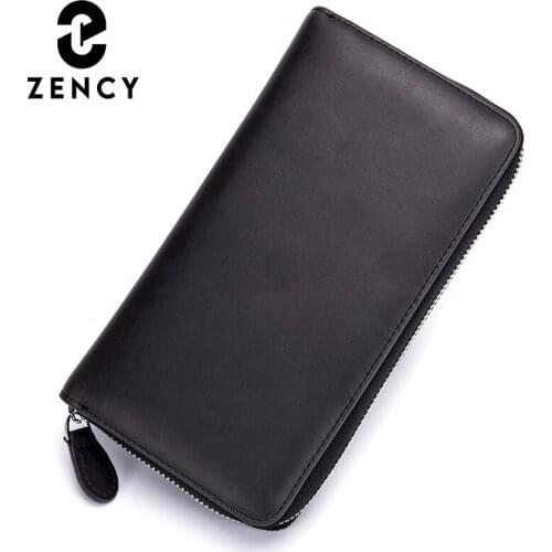 Zency Simple Fashion Womens Coin Pocket Card Holder Soft Genuine Leather Wallets High Quality Daily Casual Female Pures Green