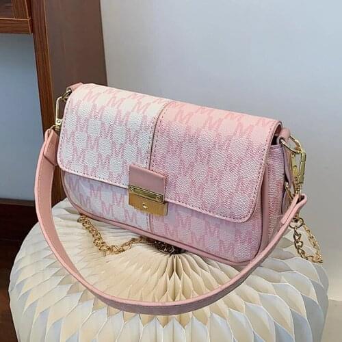 Contrast color Square Underarm bag 2021 Summer New High-quality PU Leather Womens Designer Handbag Chain Shoulder Messenger bag