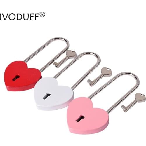 Love Lock For Couple, Metal Lock Heart Long Shackle With Key, Metal Padlock For Sale