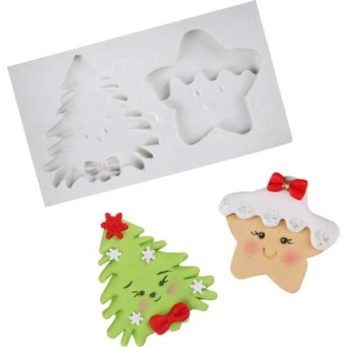Cartoon Christmas Tree Molds Fondant Cakes Decor Tools Silicone Molds Sugarcraft Chocolates Baking Tools For Cakes Gumpaste Form