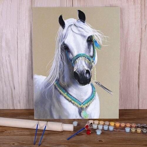 Horse Animal DIY Painting By Numbers Kit Acrylic Paints 40*50 Canvas Pictures Home Decor For Wholesale