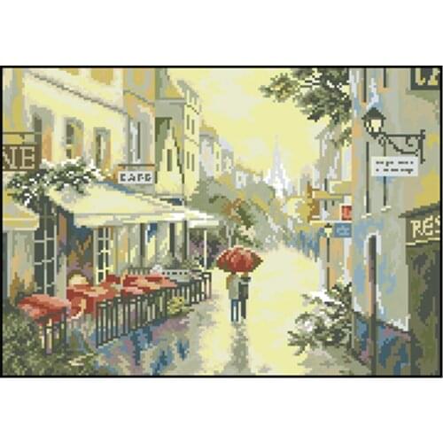 DIY Bead embroidery diy kit Walking in the rain With Pre-printed Pattern cross stitch set Home decoration20.5"x14.6"