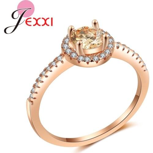 Delicate Wedding Promise Rose Gold Rings Micro Paved High Quality Austrian Crystals For Women Anniversary Gifts Jewelry