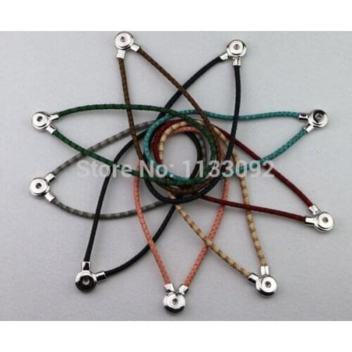 Wholesale 20pcs/lot Mix 9 colors New DIY Magnetic Clasp snap button leather necklace pendant Pu leather Diy Snap necklace