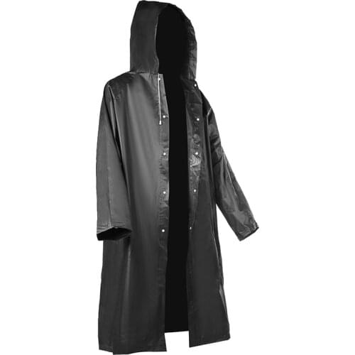 High Quality Rain Coat Cover Outdoor Raincoat Black EVA Cloth Long Rain Poncho Rainwear With Hat Waterproof For Men Women