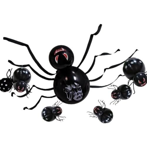 1 Set Halloween Hanging Ceiling Spider Skull Latex Balloon Stickers for Festival Party Supplies Haunted House Decoration LX0D