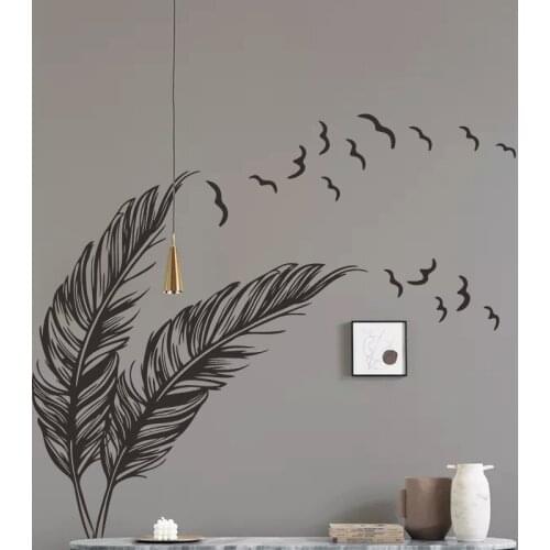 Simple solid color feather bird fashion wall sticker Bedroom porch living room wall beautification decorative wallpaper