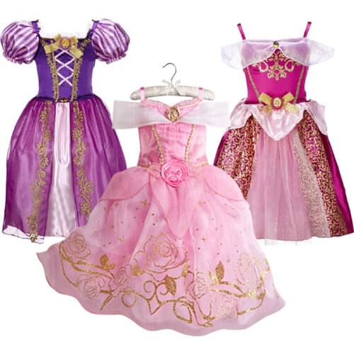 Real picture!! 3-10T Girls Christmas Cosplay Dresses Baby Girls Party Princess Dress Girls Wedding Vestido Hallowe Costume
