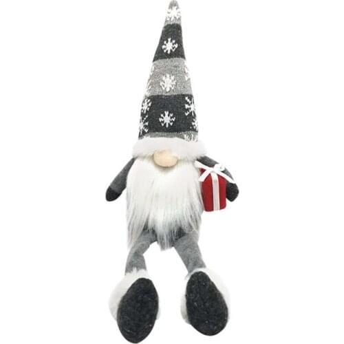 Christmas Long Leg Handmade Swedish Gnome Santa Plush Toys Doll Ornaments Holiday Home Party Decor Kids Xmas Gift