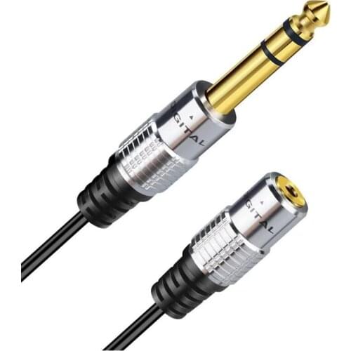 6.35mm 1/4 Inch Stereo Plug Male to 3.5mm Stereo Jack Female Socket Headphone Extension Cable 30cm Large Headphone Jack Adapter