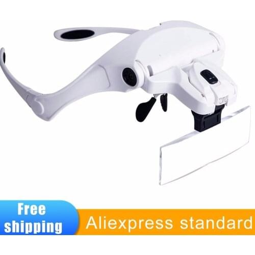 Magnifying Glasses LED Light Lamp Head Loupe Jeweler Headband Magnifier Eye Glasses Optical Glass Tool Repair Reading Magnifier