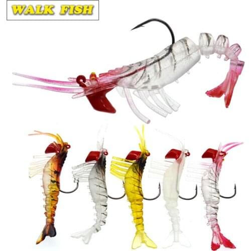 WALK FISH 1Pcs Fishing Lure Shrimp Soft Lure 11cm 11.9g Swimbaits Jig Head Hook Isca Fishing Lure Artificial Bait
