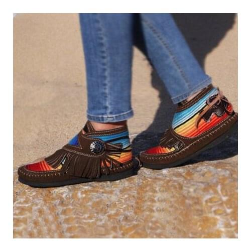 Women Tassel Stripe Ankle Boots 2020 Womens Sewing Warm Women Flats Female Shoe Ladies Casual shoes