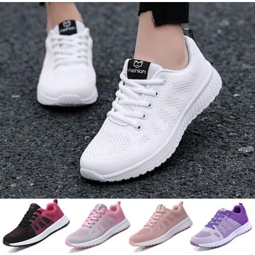Womens Autumn Shoes Flats Solid Casual Ladies Sneakers Lace-Up Mesh Light Breathable Women Sneakers Female Shoes For Women 2021