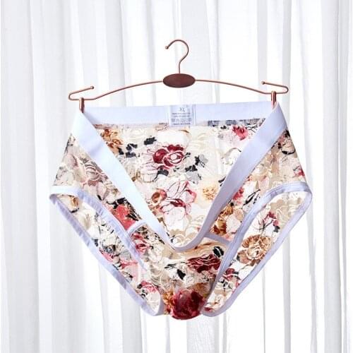 Sexy Men Briefs Shorts Gay Underwear Lace Transparent Panties Man Floral Breathable Low Waist Pouch Underpants Cueca ropa M-XXL