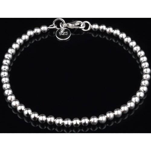 Beautiful fashion Elegant silver color color 4MM beads chain women lady cute hot Bracelet high quality Gorgeous jewelry H198
