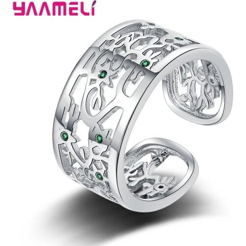 New Arrival 925 Sterling Silver Fashion Crystal Resizable Rings For Women Girls Wedding Engagement Luxury Jewelry Wholesale