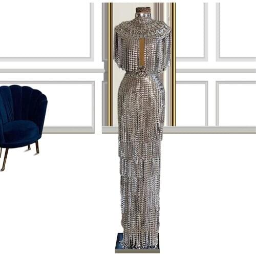 Metallic Prom Gown Celebrity Dress Ankle-Length Vestidos De Fiesta Haute Couture Robe Soiree Womens Party Dress