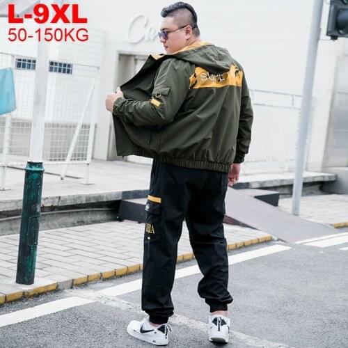 Winter Mens 2 Piece Outfits Men Jogger Sportwear Jacket Pants Sets Plus Size 9XL Mens Jackets Hip Hop Tracksuit Streetwear Suits