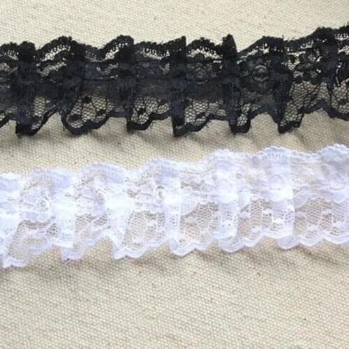 1M New Pleated Tulle Lace Fabric 3.5cm Guipure Black White Lace Ribbon Craft Supplies Trim Lace Sewing Accessories For Dress LT1