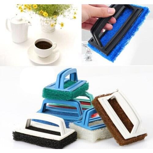 1PC Kitchen Bathroom Basin Bathtub Window Glass Super Scrubber Cleaner Handle Sponge Cleaning Brush Magic Window Cleaner OK 0165