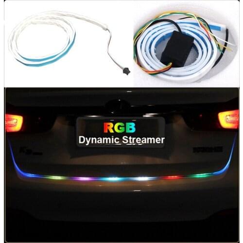 120cm 150cm Car Styling Multi-function RGB Floating Led Dynamic Streamer Turn Signal Tail LED Warning Luggage Compartment Light