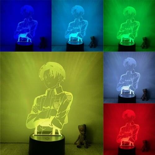3D Nightlight Anime Attack on Titan Rivaille Ackerman Action Figure 7 Colors Touch Optical Illusion Table Lamp Gift Decor Model