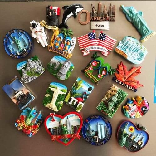 BABELEMI 3D Statue Of Liberty New York Las Vegas, Hawaii USA Fridge Magnet Canada Brazil Refrigerator Magnets Kitchen Sticker