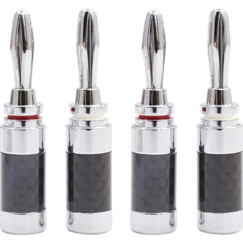 4pieces Moonsaudio Carbon fiber Rhodium plated speaker cable banana plug