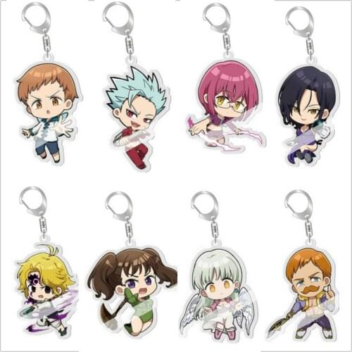 5pcs The Seven Deadly Sins Meliodas Liones Hawk Diane Ban doll toys Acrylic KeyChain Pendant Key Ring Bags Charm keyhold Gifts