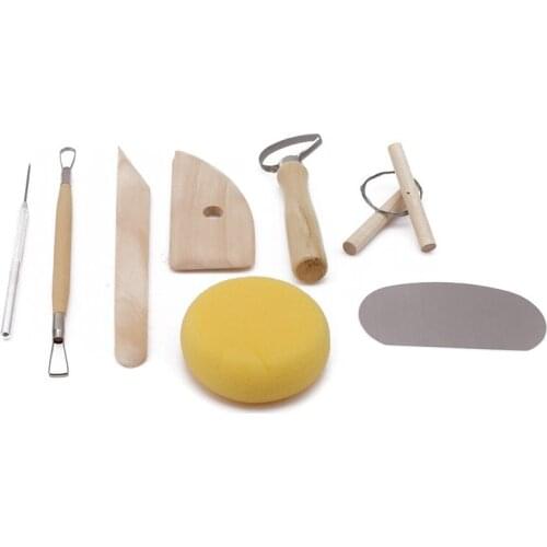 8pcs Pottery Clay Ceramics Molding Tools Pottery Tool Set Wood Pottery Ceramics Clay Sculpture Modelling Kit DIY Hand Tools