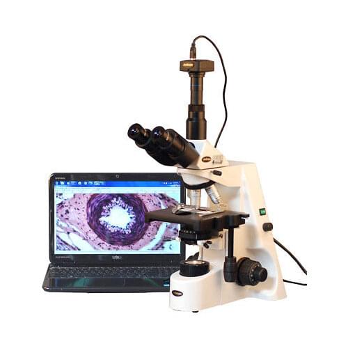 AmScope 40X-2500X Infinity Plan Research Compound Microscope + 8MP Camera T690C-PL-8M