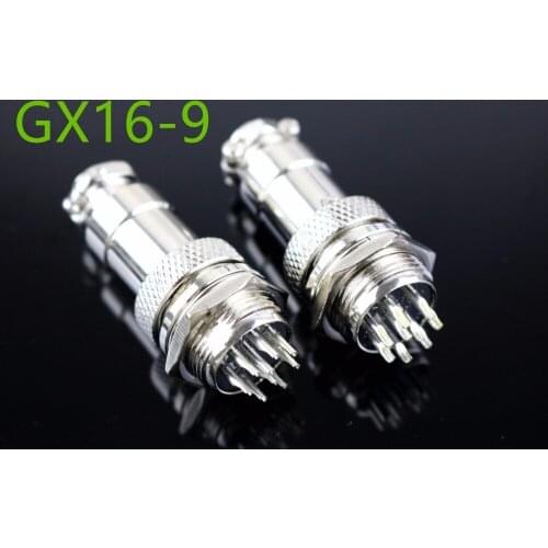 Free shipping 2pcs GX16-9 GX16 9P 9Pin 16mm Male Wire Panel Connector plug Circular Aviation Connector Socket Plug