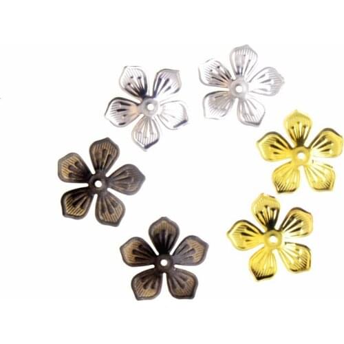 Free shipping 20pcs Bronze/ Gold/ Silver Filigree Wraps Flower Connectors Metal Crafts Gift Decoration DIY Findings 22x22mm