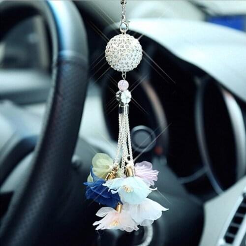 Bling Bling Diamond Crystal Ball Car Pendant Creative Auto Decoration Car Rear View Mirror Ornament Hanging Ornaments
