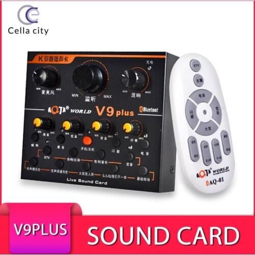 CELLA CITY V9 Plus Sound Card With Bluetooth Function Professional Live Microphone Computer Mobile Phone Universal Sound Card