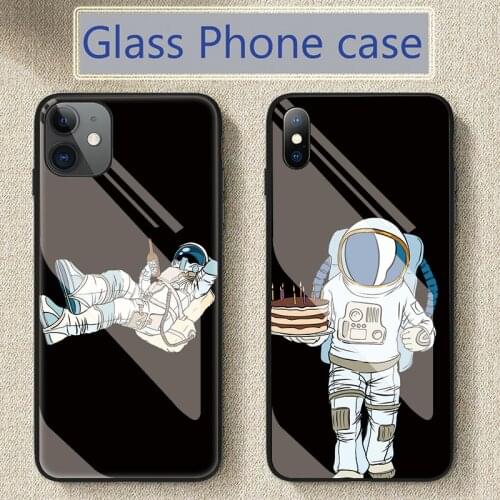 Tempered Glass Phone case DIY For iphone 7 8 X 10 Plus capa space Astronaut Custom Case For iPhone 11 12 mini Pro XS MAX XR case