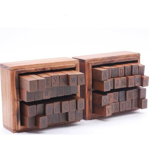28pcs Wooden Alphabetic Seal DIY Handwriting Alphabet Letter Stamp Retro Vintage Craft Wooden Box Alphabet Number Stamp