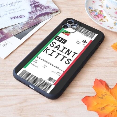 For iPhone Saint Kitts Boarding Pass First Class Air Plane Ticket Lable Flight Travel Print Soft Matt Apple iPhone Case