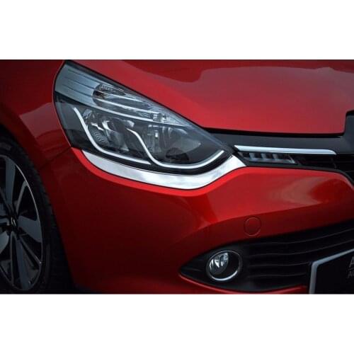 For Renault Clio 4 HB Chrome Headlight Bezel Eyebrow 2 Pcs 2012-2016 Stainless Chromium Styling Accessories Makeup High Quality